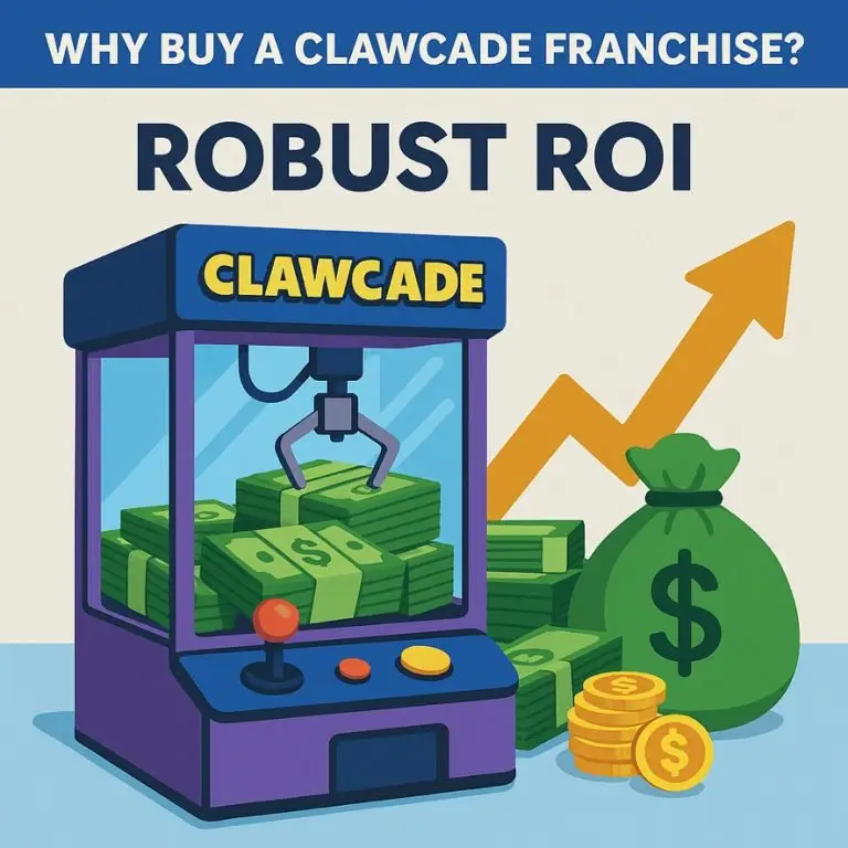 ClawCADE franchise logo showcasing immersive retail experiences and collectibles in a modern environment.