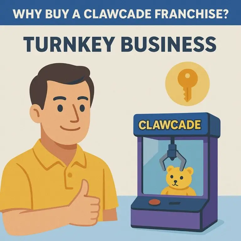ClawCADE franchise logo showcasing immersive retail experiences and collectibles in a modern environment.